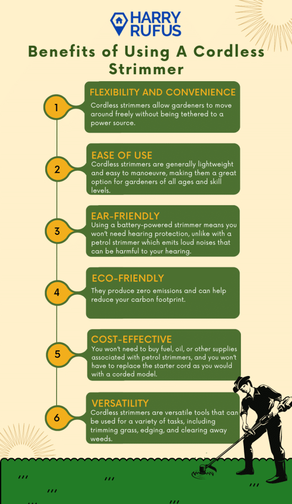 Benefits of using a cordless strimmer infographic