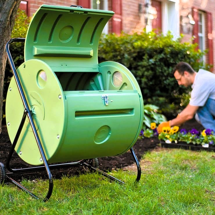 Compost tumbler in the garden 2 756