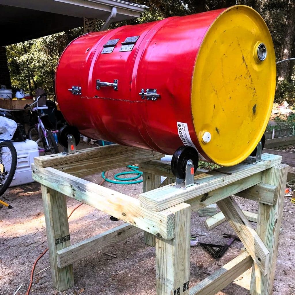 Diy compost tumbler from a gallon drum 763
