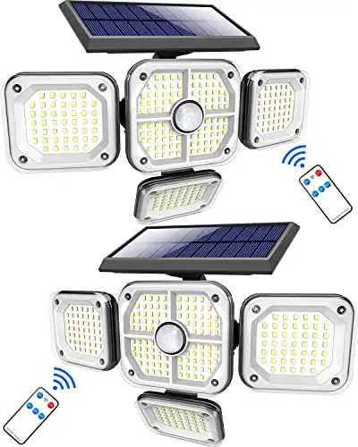 2 Pack Solar Security Lights Outdoor Motion Sensor with 4 Heads