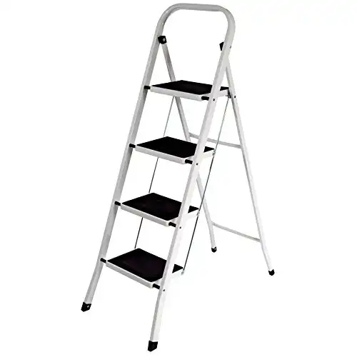 Step Ladder - Heavy Duty Steel, Folding, Portable with Anti-Slip Mat